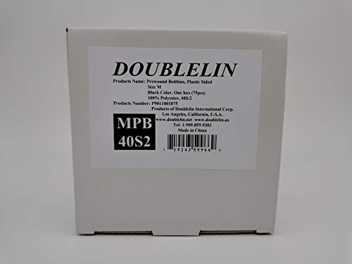 DOUBLELIN MPB-40S2 Prewound Bobbins, Size M, Black, 75 pcs - color: 40S/2 Black