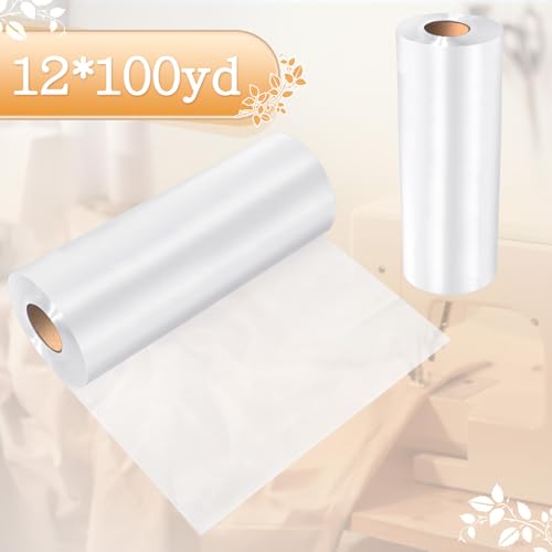 Peryiter Water Soluble Embroidery Stabilizer 12"x100 Yd, 25μM Clear Topping - size: 12"x100 yd, style: Water‑soluble
