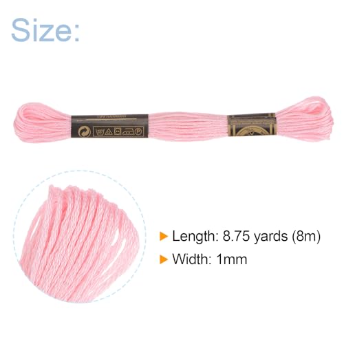 HARFINGTON 12 Skeins Embroidery Floss 8m Each Egyptian Long Fiber Cotton Cross Stitch Thread 26S/2x6 for Embroidery Projects Bracelet, Light Pink - color: Light Pink