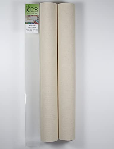 KCS 2 pc of 15" x 18" Counted Cross Stitch Cotton Aida Cloth Needlework Fabric (Oatmeal, 18CT) - color: Oatmeal, size: 18CT