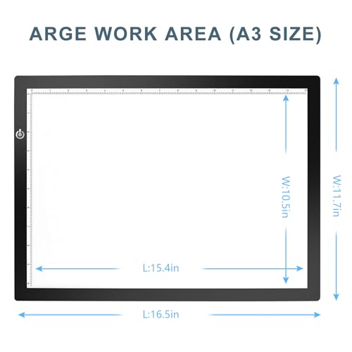 LitEnergy A3 Copy Light Board Tracing Box, Ultra-Thin Adjustable Drawing Tablet USB Power Artcraft LED Tracer Pad for Diamond Art Painting Accessories, Streaming, Sketching, Animation, Stenciling - color: BLACK, size: 11.7 x 16.5 inches