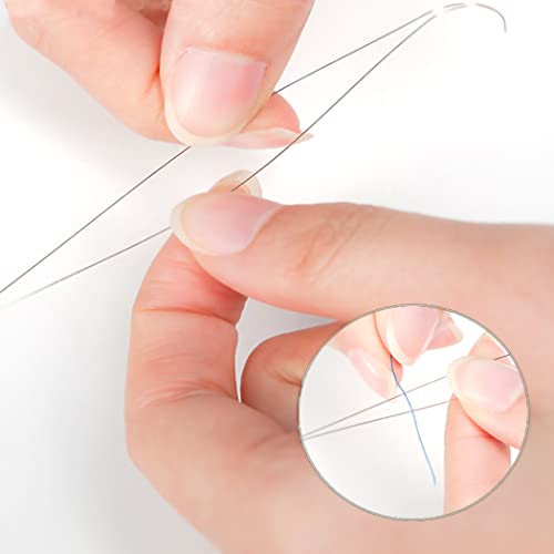 5 Pcs 4 Inch Big Eye Curved Beading Needle + 6 Pcs 7.5 Inches Curved Bead Spinner Needles,10 Pcs Colorful Plastic Needle Threaders,Stainless Sewing Needle for Beading Bracelet Necklace Jewelry Making