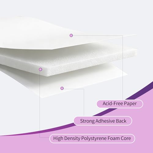 4Pack 24"x36" Self Adhesive Poster Board, 0.23 Inch Thick Foam Core Board with Self-Adhesive, Free Mounting Poster Boards, Large White Display Boards for Crafts, Art, Display