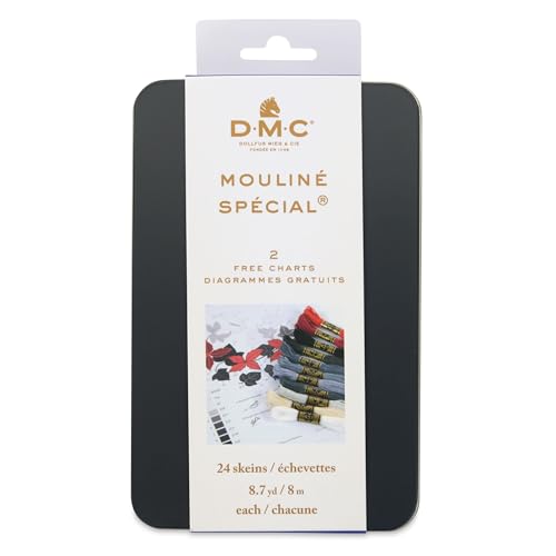 DMC Black Tin Embroidery Floss - Monochrome Colors - 24 Count - 8.7 Yard Skein
