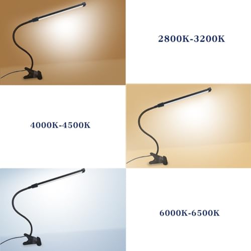 Black LED Easel Lamp Clip-On Art Light for Artists - 3 Colour Modes, 10-Level Dimmable Eye-Care Desk Lamp, Flexible 360° Gooseneck, USB Powered for Painting, Drawing, Headboards, Drafting Tables - color: Black
