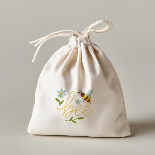ORIGACH 4 Sheets Water Soluble Embroidery Patterns Stabilizers - Pre-Printed Bee & Flower Designs - Stick and Stitch Embroidery Paper Hand Sewing Stabilizers for Embroidery Beginners - color: Bee & Flower