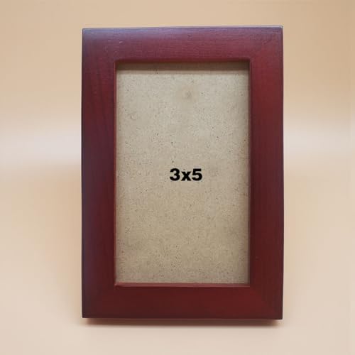 3x5 Picture Frame Solid Wood,Red. Table Top or Wall Mount Photo Frames with Plastic Glass for 3x5 Inches Pictures, Modern Home Office Decor - color: Red, size: 3x5