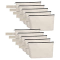 10 Pieces Cotton Canvas Makeup Bag with Bottom and Strap, Multi-Purpose Cosmetic Bag with Zipper Travel Toiletry Pouch, Blank DIY Craft Bag Pencil Bag (White, XS) (MN-WB07) - color: White, size: XS