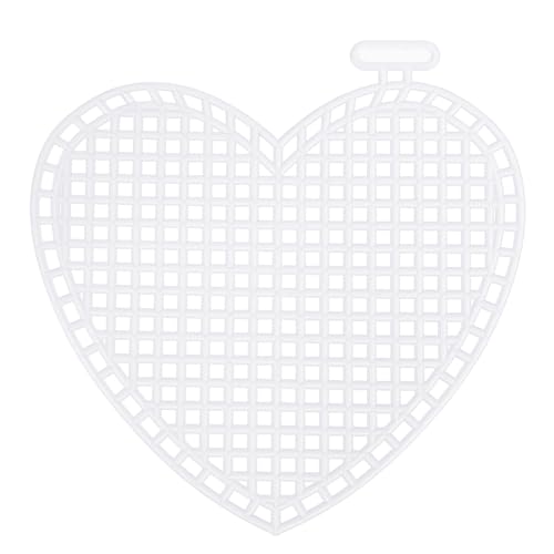 MECCANIXITY 15Pcs Plastic Mesh Canvas Sheet 7 Count 7.4 cm/ 3" White Heart Blank Canvas for Embroidery Needlepoint, Knit Crochet Mesh