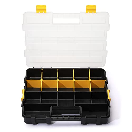 MIXPOWER 2 Pieces 34-Compartment Toolbox Organizer sets, 20 Removable Dividers, Black/Yellow, 2 Pieces Set, Excellent for Screws, Nuts, Small Parts (Pack of 2) - size: Black/Yellow (Pack of 2)
