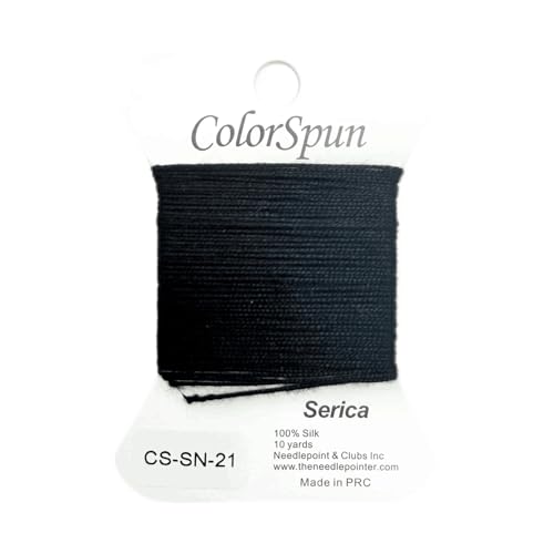 3-Strand Silk Needlepoint Thread, 10 Yard Smooth & Lustrous Silk Thread for Needlepoint, Hand Embroidery, Sewing & DIY Needlework to Family and Friends(Inky Black) - color: Inky Black