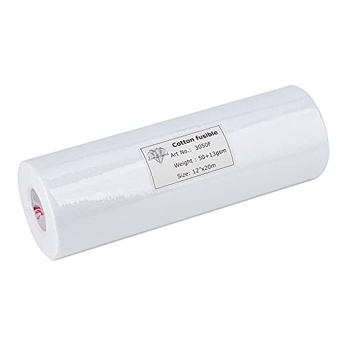 Simthread Fusible Tear Away Stabilizer Backing - 1.8 Ounces Medium Weight 12" x 20M/Roll (21.8Y) for Machine Embroidery - size: Fusible 12"x20M Roll
