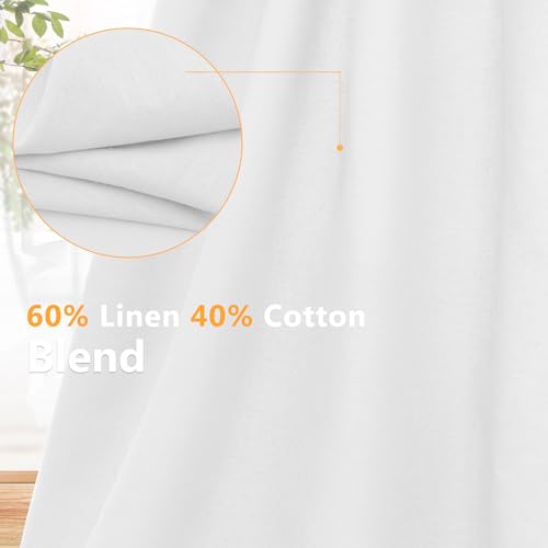 NSGZ White Linen Cotton Fabric 2 Yards 61" Wide, Linen Cotton Blend - color: White, size: 2 Yards