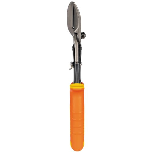 Klein Tools 2402S Straight-Cutting Offset Snips, Aviation Tin Snips with Forged Blade for Precision Sheet Metal Cutting - style: Straight-Cutting