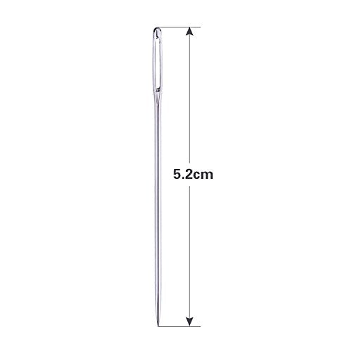 Large-Eye Stitching Needles for Leather Projects with Clear Bottle, 20 Pack - size: 5.2 cm