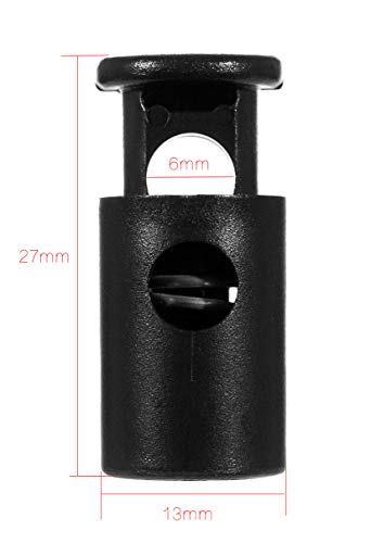 50Pcs Barrel Spring Cord Locks Single Hole 27x13mm(H*D) Cylinder Stop Toggle Clamp Slider End Adjustable Clothing Black Plastic - size: 50 Pcs