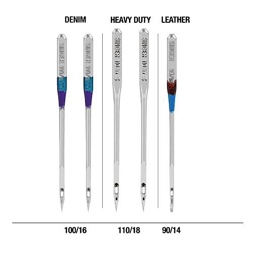 SINGER Heavy Duty Needles 90/14 100/16 110/18 Denim Leather 5-Count