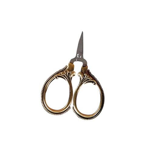 6cm Mini Retro Pocket Scissors Antique Thread Cutter Vintage Embroidery Cross Stitch Sewing Stainless Steel Scissors (Brown) - color: Brown