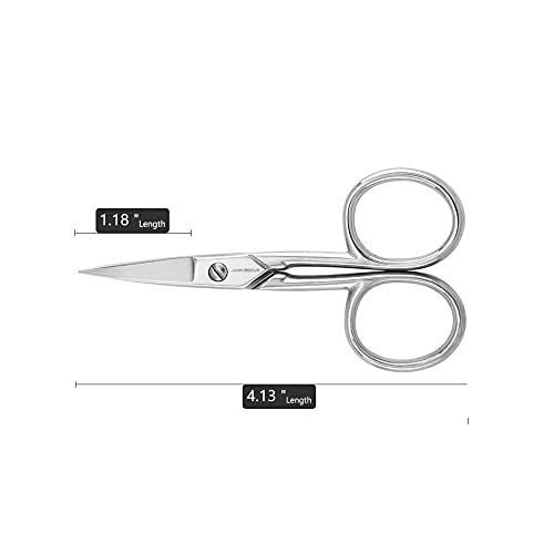 JARVISTAR Small Embroidery Curved Scissors, 4” Forged Stainless Steel Detail Craft Cutter, Sharp Pointed Tip for Fabric Sewing, Needlework, Yarn and DIY Crafts