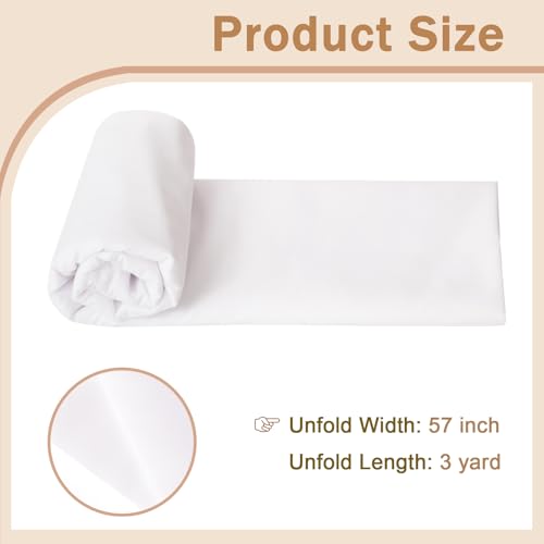 Cotton Polyester Broadcloth Fabric 57" Wide by The Yard Soft, Lightweight & Breathable Material for Sewing, Lining, Curtains, Bedding & DIY Projects (White, 3 Yard) - color: White, size: 3 Yards Pre Cut