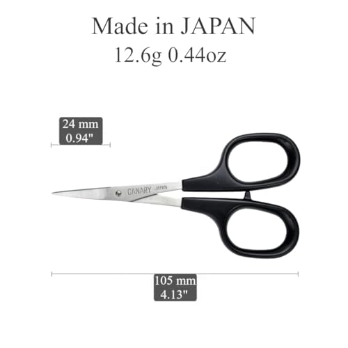 CANARY Japanese Mini Detail Scissors 4", Small Precision Scissors for Paper Crafting, Fabric Cutting, Art Crafts, Eyebrows, Nose Hair, Made in JAPAN - size: Mini