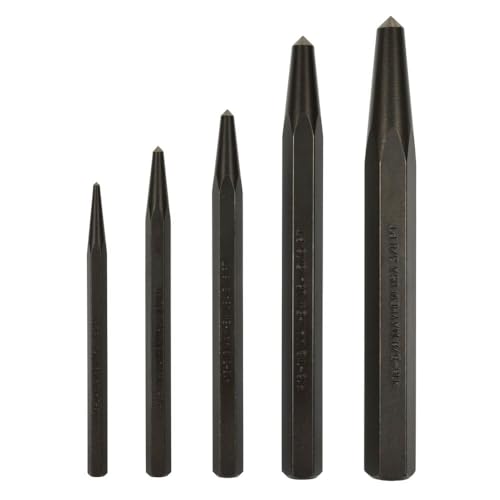 Mayhew Tools 62214 Center Punch, 5-Piece Set, Black Oxide Finish - size: 5-Piece Set