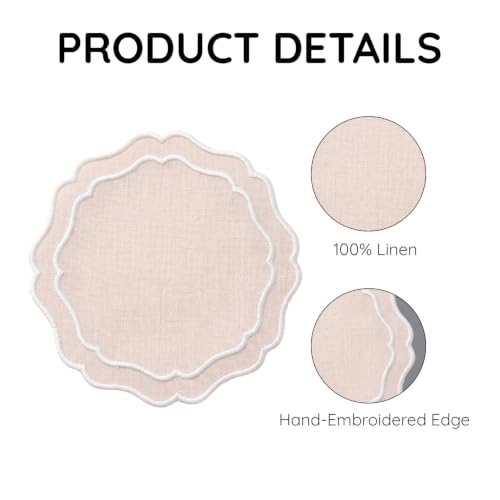 Linen Coasters for Drinks, Set of 6, 6 inch, Pink - color: 1247 - Pink, size: 6 inches
