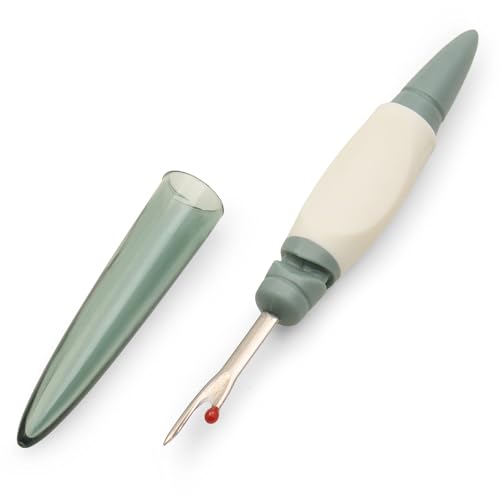 Prym 610925 Ergonomic Seam Ripper - Small, with Ball Tip, Non-Slip Grip & Protective Cap, Ideal for Separating Seams and Stitches, for Right & Left Handed Users, Sage - color: Green (sage)