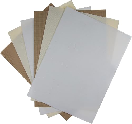 KCS 4/6 pc of 12" x 18"(30cmx45cm) 18CT Counted Cotton Aida Cloth Cross Stitch Fabric (6 pc, White+Cream+Khaki) - color: White+cream+khaki, size: 6 pc