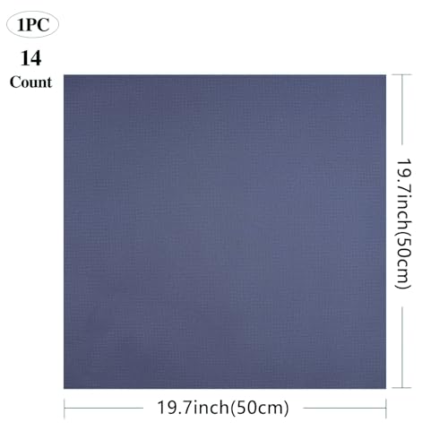 Aida Cloth Cross Stitch Fabric, 14 Count, Big Size (Dark Blue, 20 * 20inch) - size: 20 * 20in