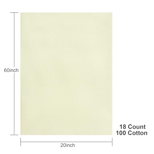 Aida Cloth 18 Count Cross Stitch Fabric,20×60inch (18CT,Ivory) - color: Ivory, size: 18CT