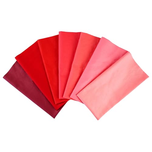 7PCS Solid Color Cotton Fabric Squares 20" x 20" Fat Quarter Fabric Bundles Craft Fabric for Patchwork Sewing Quilting Crafting DIY (Red) - color: Red