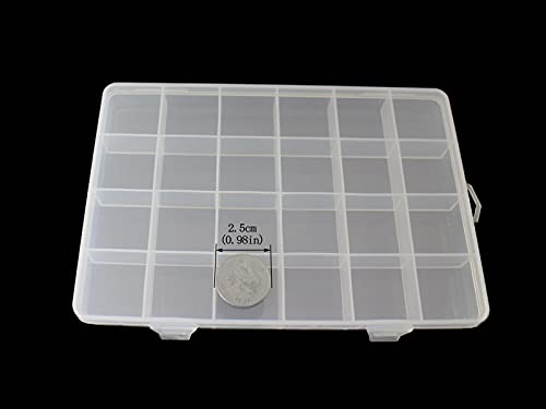 4 Pack 24 Grid Fixed Divider Clear Storage Box for Beads - size: 4pcs 24 Grids Box