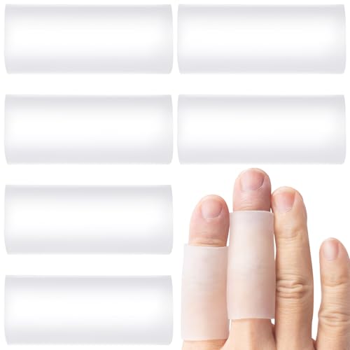 PAGOW 6pcs Silicone Finger Sleeves, Gel Finger Cots, Finger Support Protectors, Finger Covers Finger Caps for Arthritis Cracking Trigger Finger Pain Relief - color: Clear