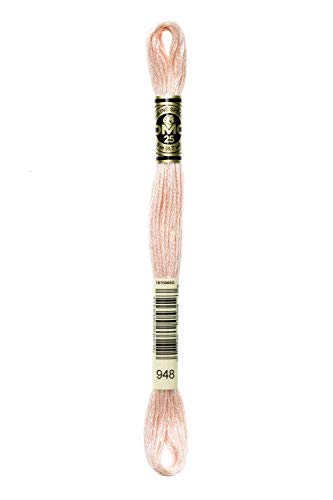 DMC 117-948 6 Strand Embroidery Cotton Floss, Very Light Peach Flesh, 8.7-Yard
