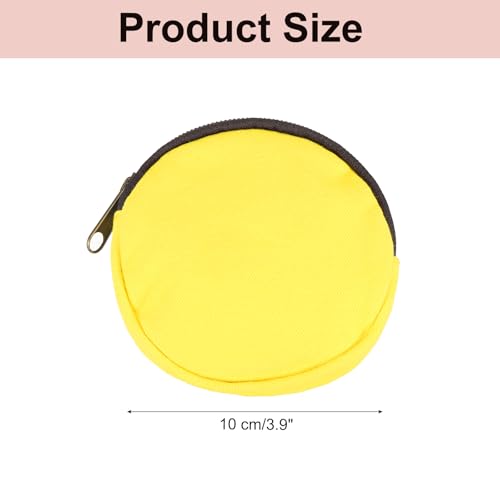 uxcell Mini Canvas Coin Purse Pouch, 3.9" Blank Round Mini Coin Wallet Small Change Purses Portable Organizer Bags with Zipper for Women Men Home DIY, Yellow - color: Yellow