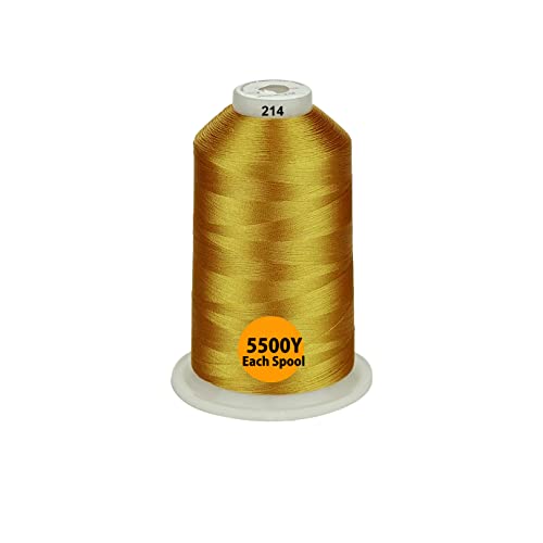Simthread - 33 Selections - Various Assorted Color Packs of Polyester Embroidery Machine Thread Huge Spool 5500Y for All Sewing Embroidery Machines - Deep Gold - color: 3 Differ Gold