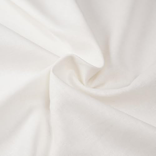 1 Yard White 55% Linen 45% Rayon Fabric by The Yard, 5.6 oz - color: White, size: 1 Yard