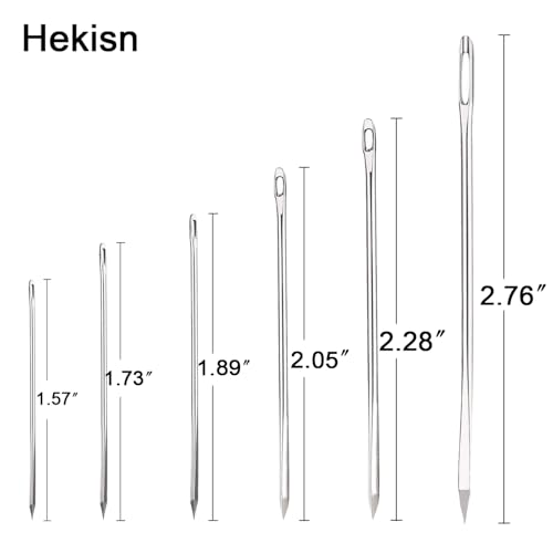 Hekisn Professional Large-Eye Triangle Leather Needles with Threaders for Hand Sewing Repair Stitching Projects (1.83 * 70/1.6 * 58/1.25 * 52/1.02 * 48/0.95 * 46/0.76 * 40mm) - size: 1.83*70/1.6*58/1.25*52/1.02*48/0.95*46/0.76*40mm