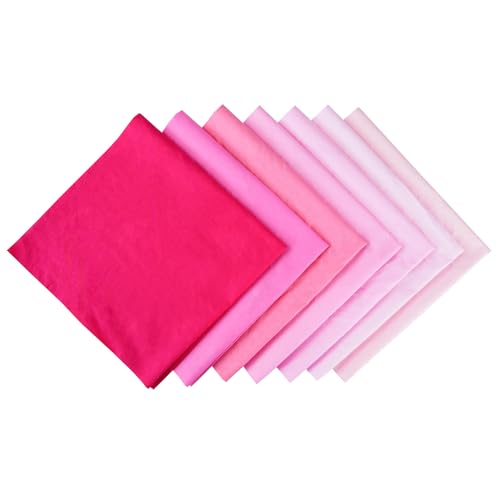 7PCS Solid Color Cotton Fabric Squares 20" x 20" Fat Quarter Fabric Bundles Craft Fabric for Patchwork Sewing Quilting Crafting DIY (Pink) - color: Pink