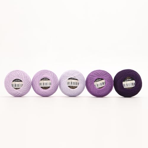 Size 40 Double Mercerized Egyptian Long Staple Cotton Pearl Thread 5 Colors per Box for Crochet Embroidery Cross Stitch (Set C) - color: set C