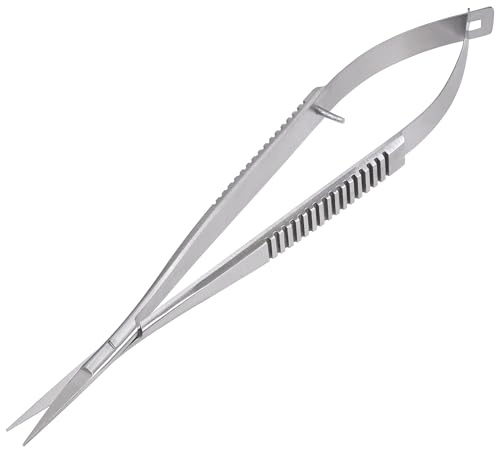 Micro Scissors 4.5" Straight Premium Stainless Steel For Stitch Cutting Sewing Embroidery Scissor Art & Craft Grooming Eyebrow Eyelash Extra Sharp Spring Action Squeeze Applique Scissors.