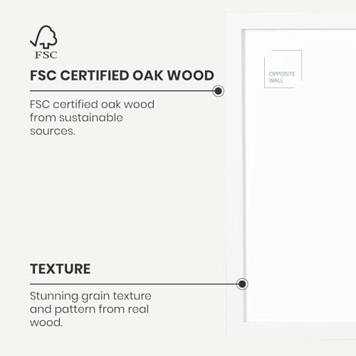 Opposite Wall - 8x8 in - White Solid Oak Wood Picture Frame - Lightweight, Versatile & Shatterproof - Wall Hanging Poster or Photo Frame - Wall Decor for Office, Gallery & Home - color: White, size: 8x8 in