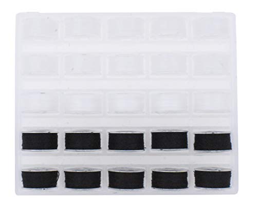 Mandala Crafts Black White 15J SA156 Prefilled Bobbin Thread, 25 PCs - color: Black White, size: Size A 25 X 88 Yards