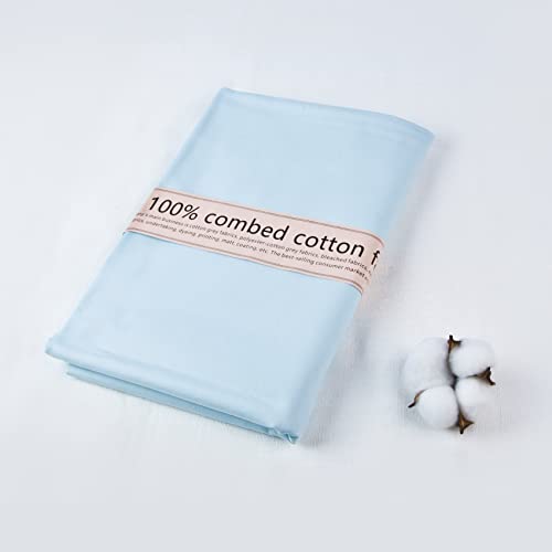 2 Yard Baby Blue Cotton Fabric, Natural Cotton Poplin Fabric by The Yard, 59 Inches Wide 100% Cotton Fabric, Soft Embroidery Muslin Quilting Material for Sewing Material Apparel Cloth - color: Baby Blue, size: 2 Yards