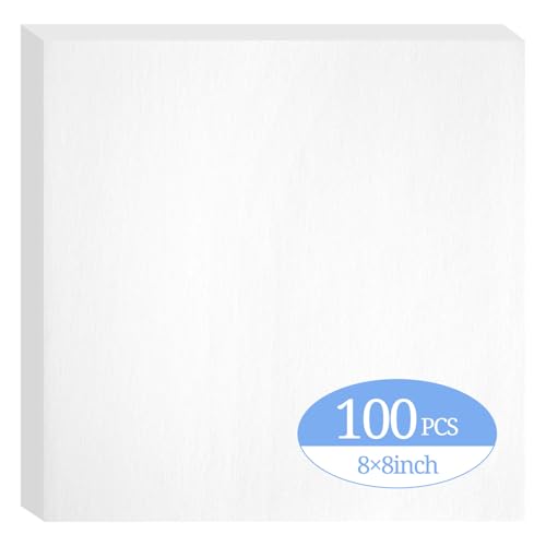 Tear Away Machine Embroidery Stabilizer Backing 8"x8" - 100 Precut Sheets - Medium Weight 1.8 oz- Fits 4x4 and 6x6 Hoops for Patches, Hats, Apparel & Small Embroidery Projects - size: 100 PCS 8 x 8 Inch