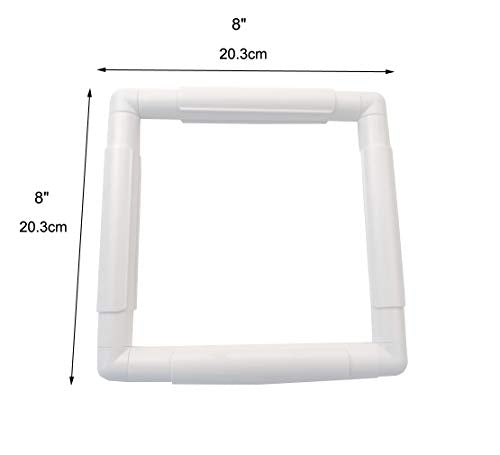 8 X 8" White Plastic Cross Stitch Frame Square Embroidery Hoop DIY Sewing Tools Sewing Hoop Handhold Craft Clip Embroidery Snap Frame Hoop for Cross Stitching Quilting - size: 8 X 8"