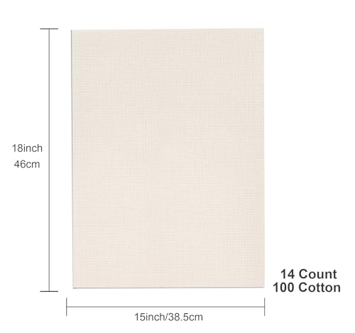 Aida Cloth 14 Count Cross Stitch Fabric,15×18inch,Rolled,3Pcs (14CT,Ivory) - color: Ivory, size: 14CT