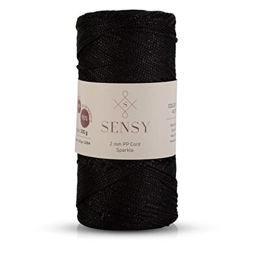 S Sensy 2mm Sparkle-Premium Polypropylene Macrame Cord Black Sparkle 252yds - color: Black Sparkle, size: 1 Skein