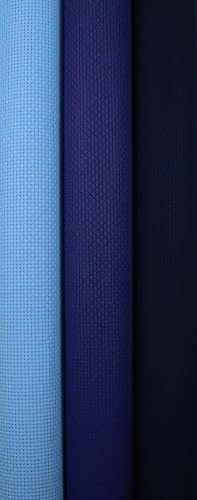 KCS 3 pc of 15" x 18"(38cmx45cm) 11 Count Cross Stitch Cotton Aida Cloth Needlework Rolled Fabric Box,11CT,Light Blue+Royal Blue+Navy Blue - color: Light Blue+royal Blue+navy Blue, size: 11CT